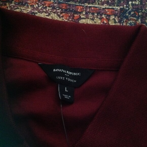 Banana Republic Men's Luxe Touch Burgundy Button-Down Polo Shirt - Large - NWT - Picture 2 of 8